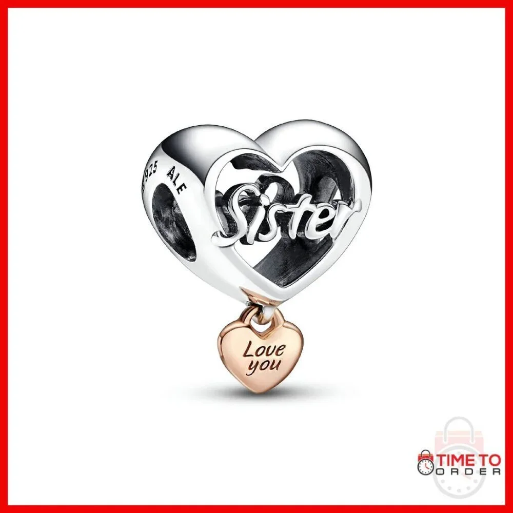 Sterling Silver Heart Charm Bracelet Bead Family Jewelry Gift